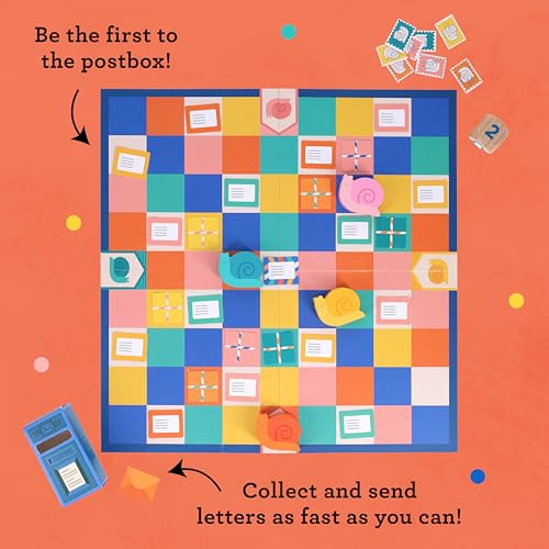 Petit Collage: Snail Express – Juego educativo ecológico para niños de 4 años en adelante – Incluye caracolas de madera FSC, pegatinas, paquetes y buzón – Favorito para las noches de juegos familiares – Juego de carreras de correo miniatura 3