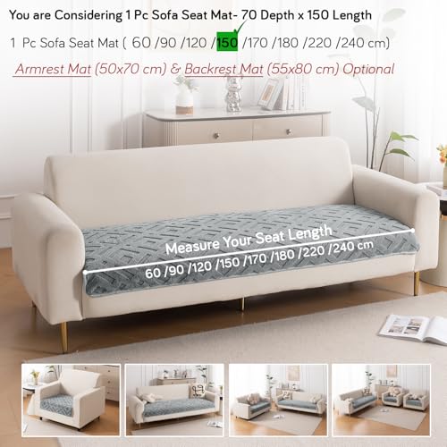 Image of HOKIPO 'Velvet Maze' Premium Anti Slip Sofa Cover Mats for L Shape and 1 /2 /3 Seater Sofa. Make Your Own Sofa Cover Set, 70(D) x 150(L) cm, Dark Grey (AR-5906-DGRY)