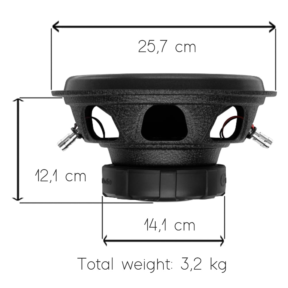 KIT SET PER PLANET AUDIO AC10D 1 subwoofer da 25 cm 250 mm 10", 750 watt rms e 1500 watt max, dvc, dual voice coil, doppia bobina 4 ohm, per auto, o in cassa, 1 pezzo + anello di montaggio