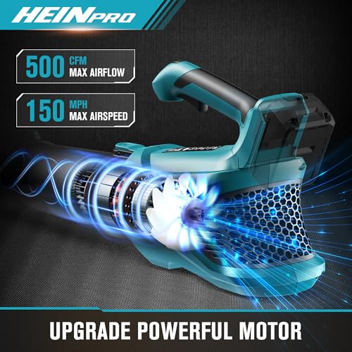 HEINPRO Cordless Leaf Blower Up to 500CFM Compatible with Makita 18V Battery (Tool Only), Electric Leaf Blower Cordless with 5 Speed Modes, Handheld Battery Powered Leaf Blowers for Lawn Care