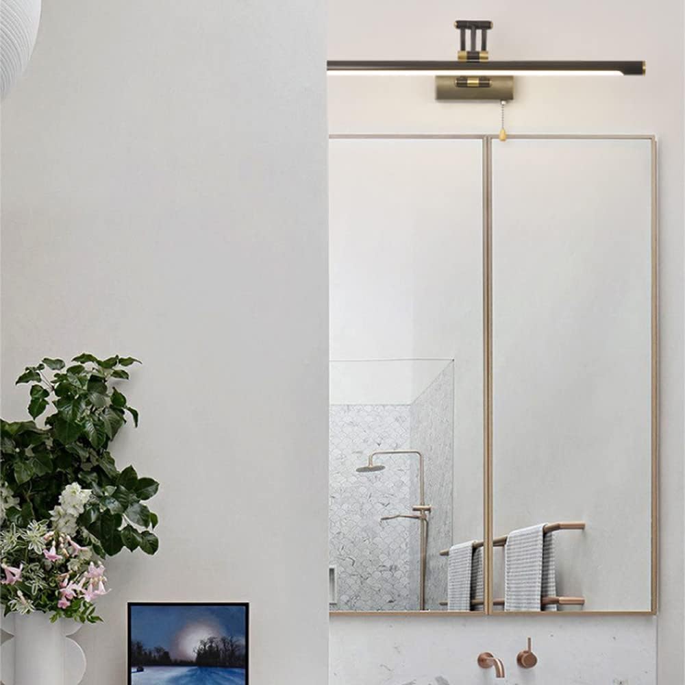 Applique da Bagno A LED con Interruttore A Catenella, Lampada da Specchio Regolabile in Rame, Luce per Quadri, Illuminazione A Sospensione da Soffitto, Monocolore, 35 Cm