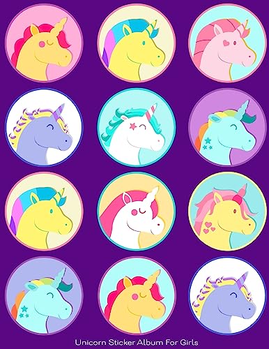 Unicorn Sticker Album For Girls: 100 Plus Pages For PERMANENT Sticker Collection, Activity Book For Girls, Purple - 8.5 by 11 (More Kool Kidz)