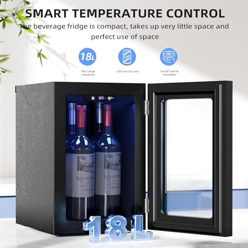 Image of Antarctic Star 0.9Cu. Ft. Freestanding Counter-top Wine Cellar Mini Fridge, 4-Bottle Red Wine Beverage Refrigerator, Quiet, Portable, LED Light and Display, 40-61 ℉, Black