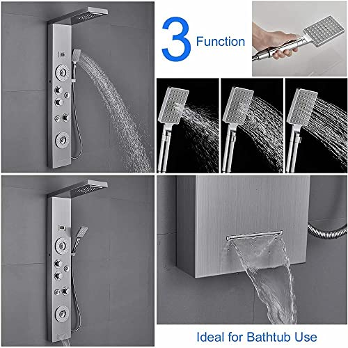 Sistema de torre de panel de ducha con luz LED, lluvia, cascada, chorro para bañera miniatura 4