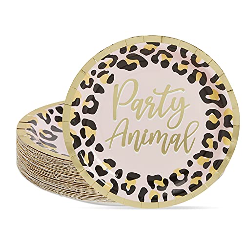 Sparkle And Bash DOGHU Cheetah Print Paper Plates For Party Animal Safari Birthday Supplies cover