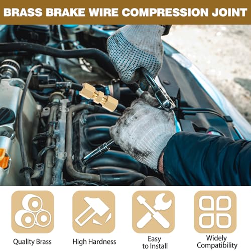 Palwin 10 Stk Bremsleitung Verbinder 4.75mm, 3/16\ Bremsleitungsverbinder Ohne Bördeln, Bremsleitungsverbinder aus Messing, Bremsrohr Armaturen Ohne Bördeln für Bremsleitung, Kupfer Stahl