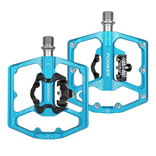 FOOKER MTB Mountain Bike Pedals, Dual Function Flat and Pedal,3 Sealed Bearing Flat Platform Compatible with Clipless Pedal Aluminum 9/16" Pedals with Cleats for Road Mountain BMX MTB by FOOKER - Used condition - Image 3