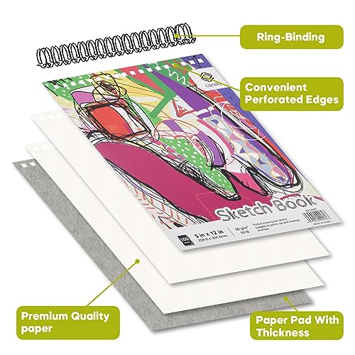 CONDA 9 x 12 Inch Sketchbook, Top Spiral Bound Sketch Pad, 100 Sheets (60 lb/90 GSM), Durable Acid-Free Sketch Paper, Drawing and Sketching Paper for Kids Adult Beginners - Image 5