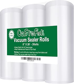 O2frepak 3 Pieces 20x600cm Food Grade Vacuum Seal Bags in Rolls for Sous Vide Cooking,Commercial Grade,BPA Free,Puncture Prevention