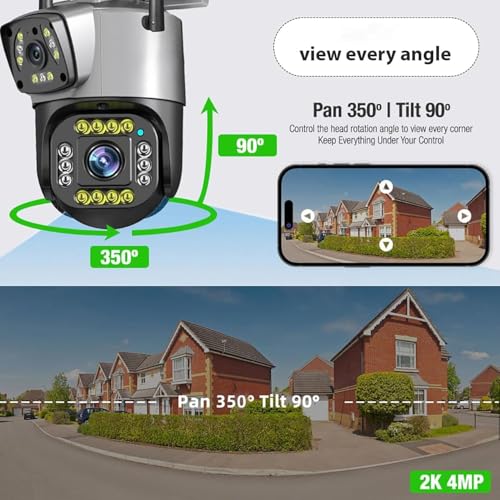 Image of Dr Vision 6MP Smart WiFi Dual Lens Outdoor PTZ CCTV Camera | 360 Rotation | Color Night Vision | Two Way Audio | Wireless Home Security Camera with Mobile App V380 Pro (Dual Lens PTZ)