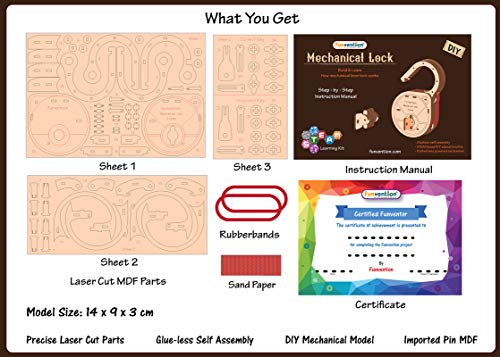 Image of Funvention- For Little Scientist In Every for Kid Fantasy Build Working Lock Yourself Diy Mechanical Lock With Key Stem Learning Utility (Multicolor)