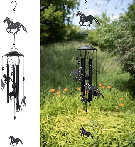 VP Home 33" H Wild Horses Wind Chimes for Outside, Unique Horses Wild Windchimes Outdoor Decoration Garden Decor, Horse Wind Chimes are Perfert Gift for Women, Mom, Grandma, Unisex