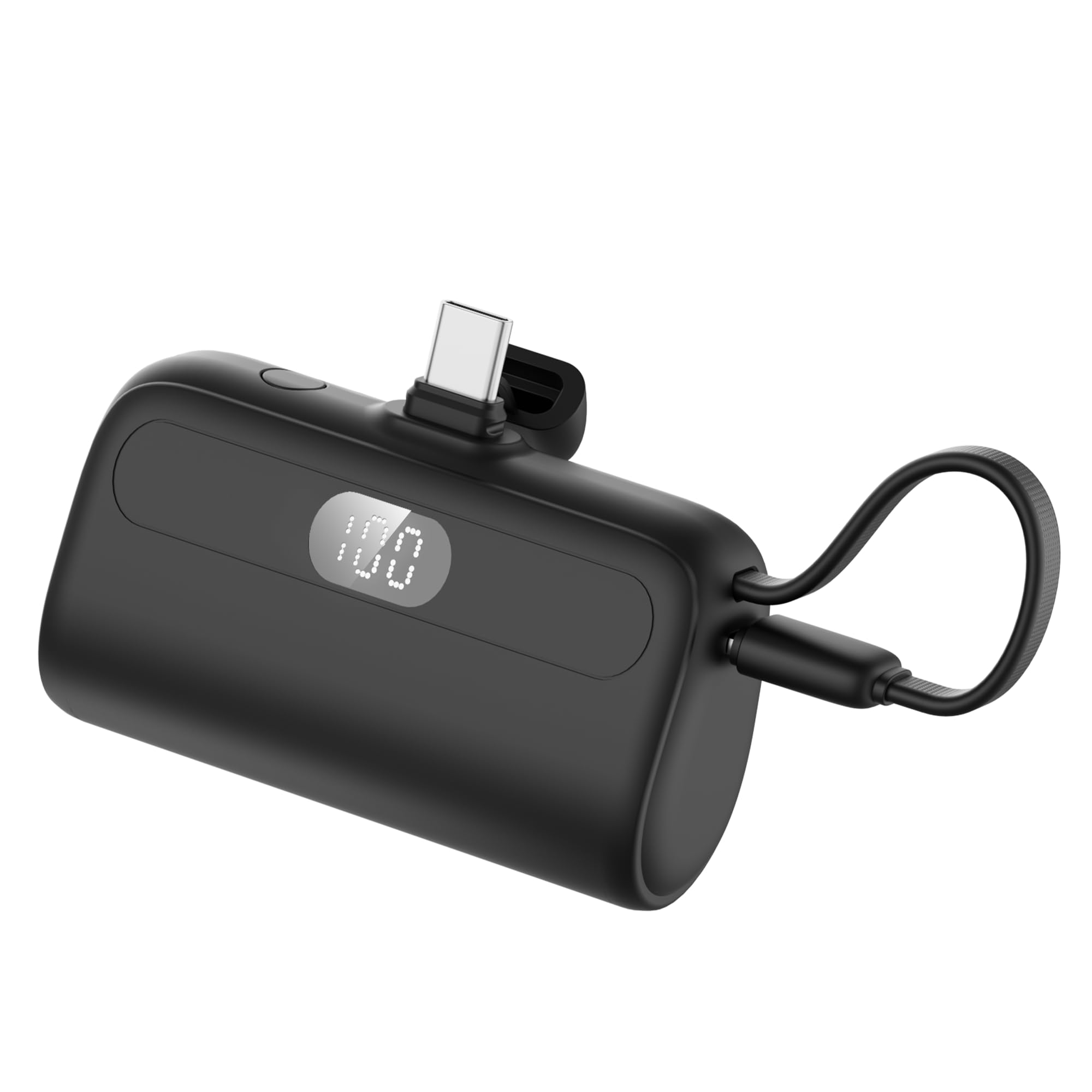 モバイルバッテリー 5000mAh 直挿し Type-C 小型 軽量 2台同時充電 ミニ モバイル充電器 ケーブル内蔵 LED残量表示 デジタル表示 Type-C入出力対応 防塵キャップ付き コンパクト 携帯便利 スマホ充電用 全機種対応 旅行·出張·キャンプ·緊急用 PSE認証済