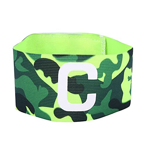 Fydun Camo Captain Arm, Nylon Outdoor Team Sports Groups Soccer Armbands Adjustable Player Bands (Green)