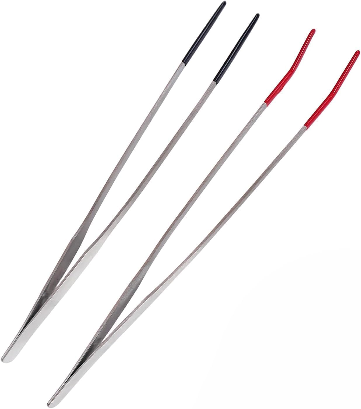 Reptile Feeding Tongs Kit, 2 Pack, Stainless Steel Tweezers