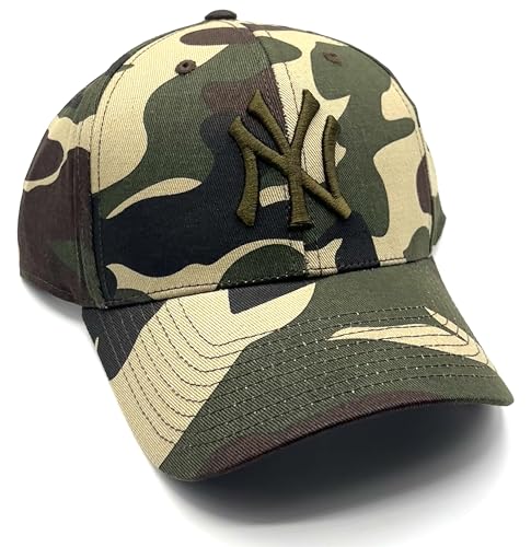 Officially Licensed New York Baseball Camouflage Hat Classic NY Team Logo Adjustable MVP Structured Embroidered Cap