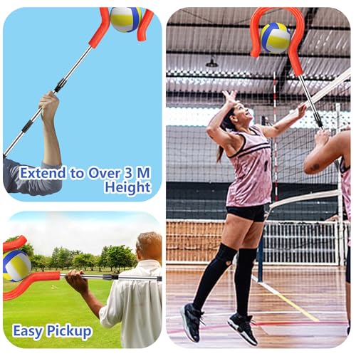 RunNico Adjustable Volleyball Spike Trainer, Volleyball Hitting Practice Equipment with Foam Hook, Portable Handheld Volleyball Training Aid for Beginners Pros Serving Hitting and Jumping Drill