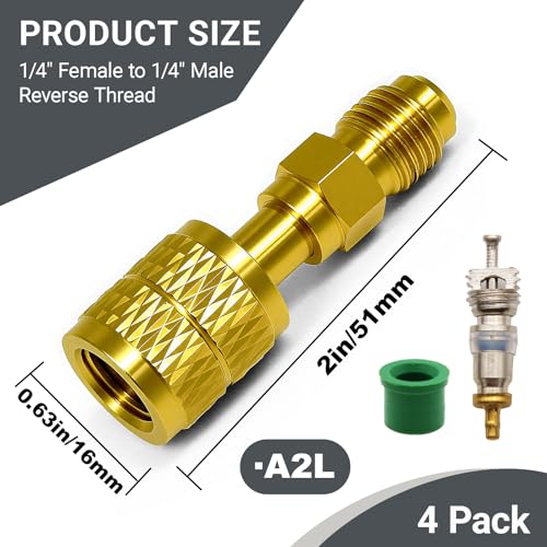 4 Adaptadores Refrigerante R32 R454b 1/4" LH SAE Hembra/Macho miniatura 2
