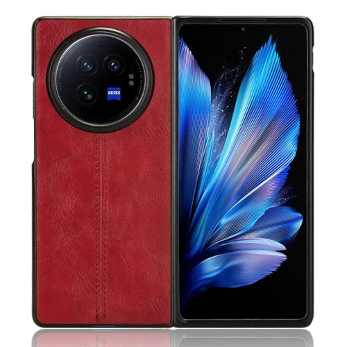 Jiajihua Case Compatible with Vivo X Fold3 Pro 5G V2337A [Card Holder][PU+PC+TPU] 3 in 1 Magnetic Clasp Cover Red