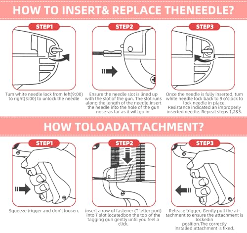 ilauke Etikettierpistol Flex Clip Pistole für Kleidung, Quick Clothing Fixer Stitchy Quick Clothing Fixer mit 5 Nadeln,3000 Plastiknadel, Micro Stitchy Pistole Gun for Clothes Stitching Werkzeug