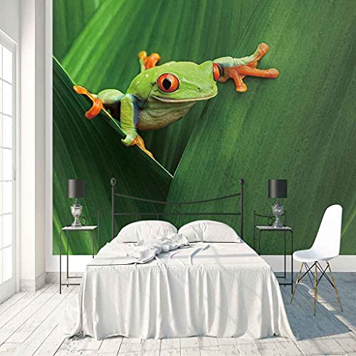 Papier peint panoramique 3D moderne vert auto-adhésif pour décoration murale