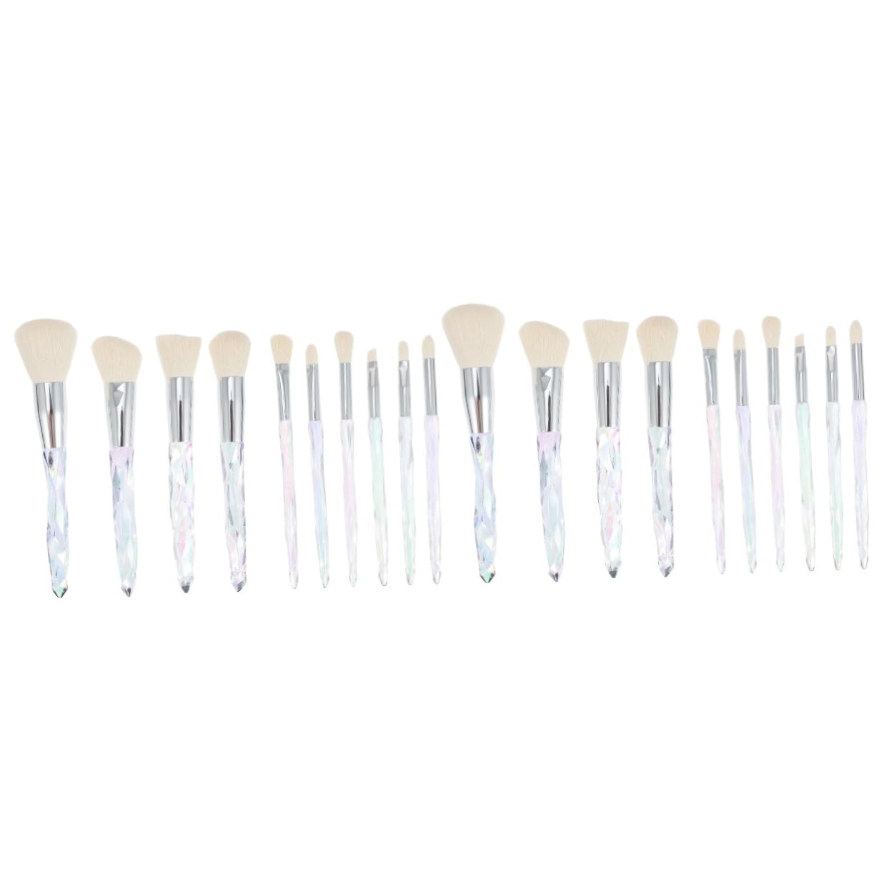 FRCOLOR 20 Piezas Brocha De Maquillaje Con Mango De Plástico Kit De Tamaño De Viaje Pincel De Maquillaje Para Niñas Rubor Difuminado Maquillaje De Ojo Rostro Cepillar Lana De Fibra Cristal