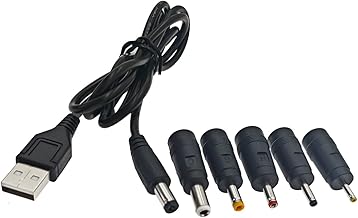 JZK Universal USB to DC Power Cable, USB Charging Cable with 5 DC Connectors 2.5 x 0.7 mm, 3.5 x 1.35 mm, 4.0 x 1.7 mm, 5.5 x 2.5 mm, 3.0 x 1.0 mm for Laptops Routers Keyboards