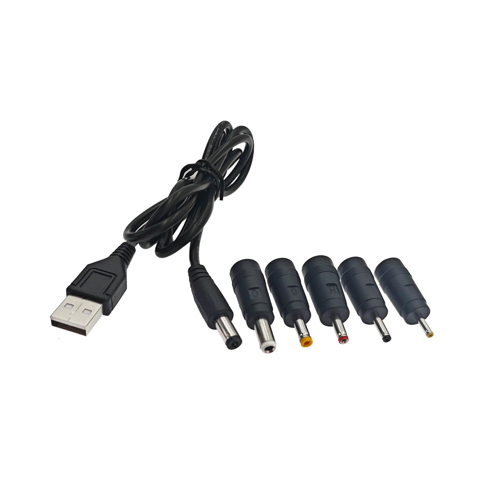 JZK Universelles USB-zu-DC-Stromkabel, USB-Ladekabel mit 5 DC-Anschlusssteckern 2.5x0.7mm, 3.5x1.35mm, 4.0x1.7mm, 5.5x2.5mm, 3.0x1.0mm für Laptops Router Tastaturen