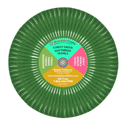 Image of Mandala Crafts Small Forest Green Bookmark Tassels - 100 Bulk Silky Mini Craft Tassels with Loops for Bookmarks, Jewelry Making, Graduation Decorations, and Keychains