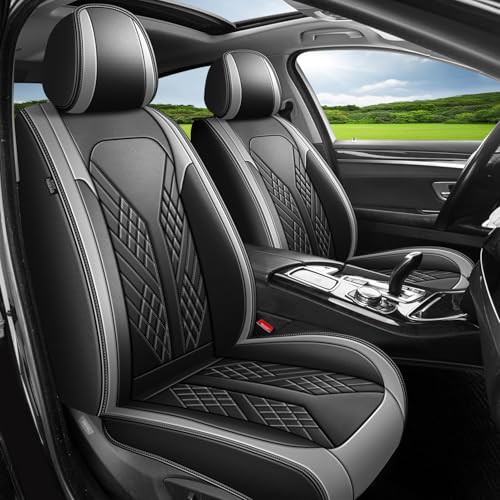 JIAMAOXIN Car Seat Covers Full Set Fit for Hyundai Tucson 2010-2025 Waterproof Faux Leather Car Seat Cushions Automotive 5 Seat Covers Set?Black&Grey?