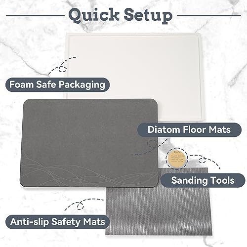 NAYAHOSE Stone Bath Mat, Diatomaceous Earth Shower Mat, Non-Slip Super Absorbent Quick Drying Bathroom Floor Mat - Image 3
