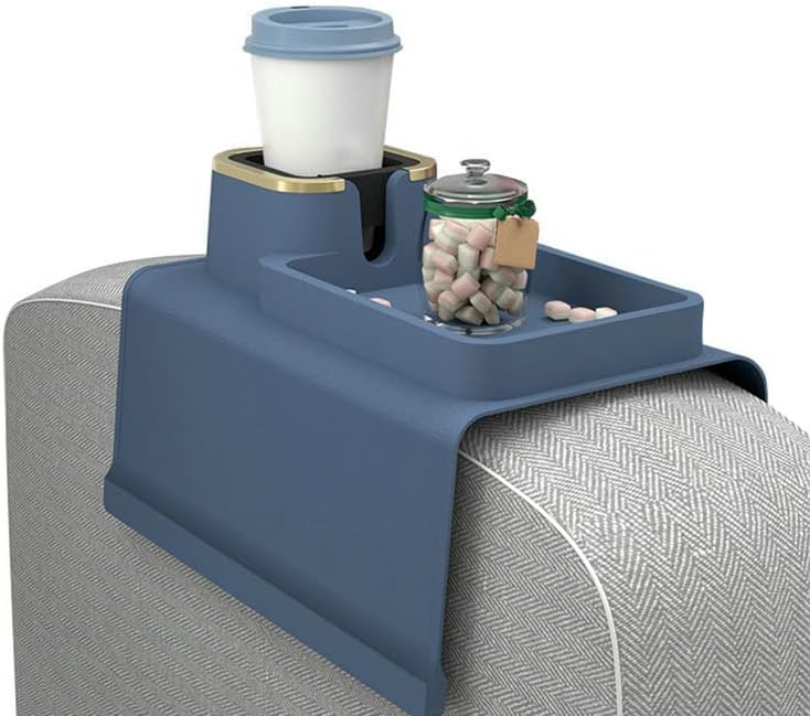 Silicone Sofa Armrest Cup Holder Drink Coaster Silicone Cup Holder Tray Couch Coaster Holder for Office Home Sofa Storage Tray (Blue)