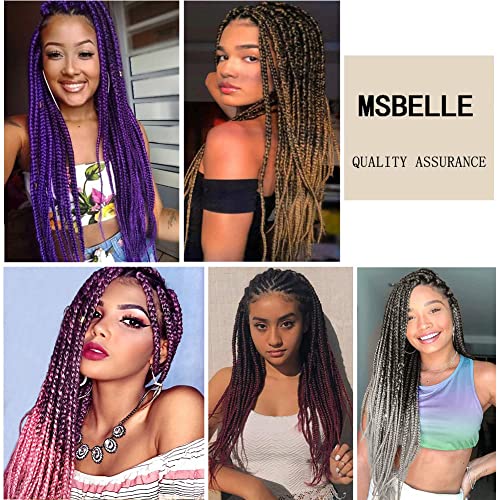 Msbelle 26Inch Pre Stretched Braiding Hair 6 Packs/Lot Prestretched Braiding Hair Extensions 100G/Pack Pre Streteched Ombre Hot Water Setting Braids Hair Black To Purple(26Inch Black To Purple) #TOP7