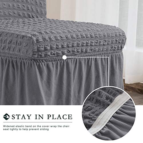 Chun Yi Dining Chair Covers Set Of 2, Universal Stretch Dining Room Chair Covers With Skirt, Removable Parsons Chair Slipcover For Kitchen Wedding Party Banquet (Grey) #TOP5