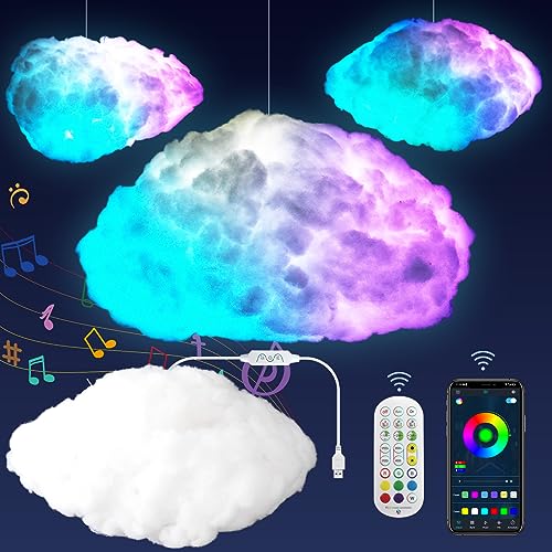 Image of Cloud Led DIY Lights for Bedroom,Multicolor Creative Night Lighting Kit Music Sync with APP Remote Control, RGB with IC Coolest Ceiling Decoration for Adults and Kids Room Home Party (1 Pack)