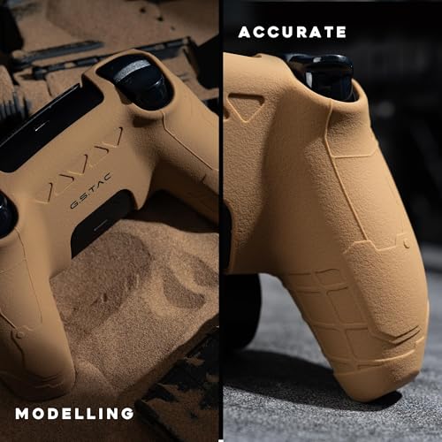 Image of GeekShare G.S.TAC Tactical PS5 Controller Skin Set, Non-Slip Soft Silicone Protective Cover Case for PS5 Wireless Controller with 2 Thumb Grip Caps and 2 Stickers - Desert Yellow