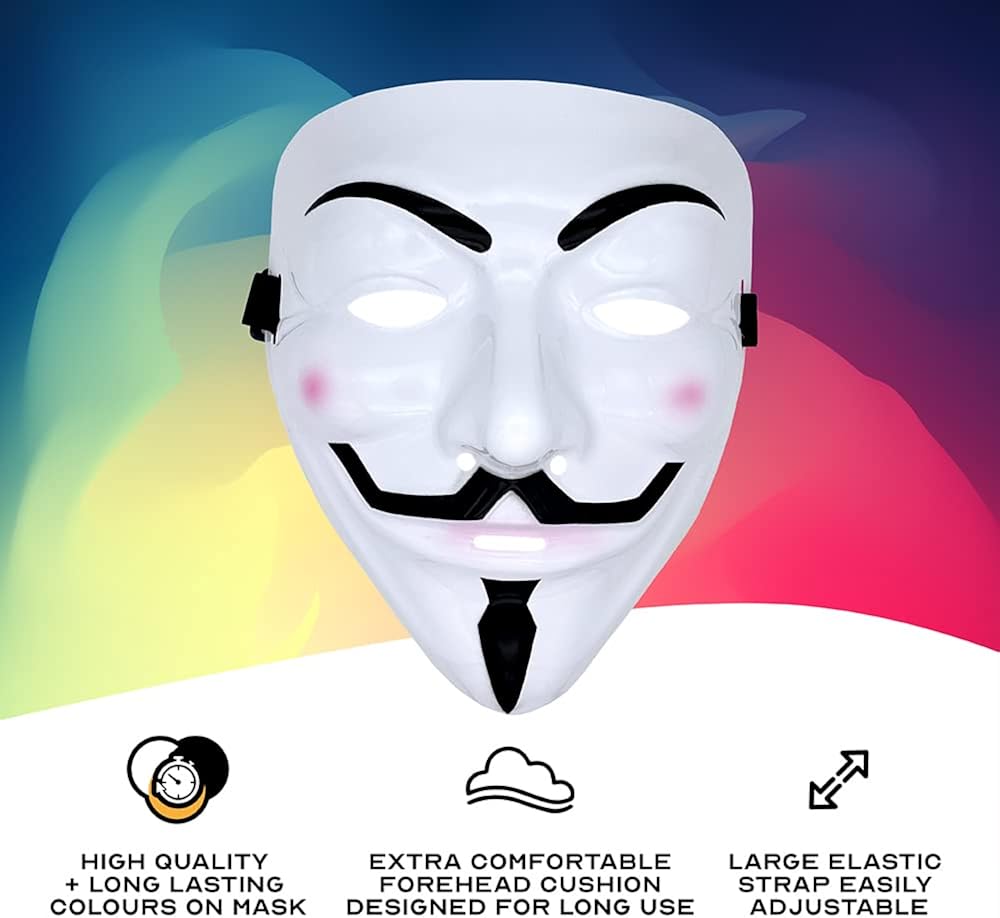 Taswell 3pc Gold Anonymous Mask Hacker Mask Anon Mask V for Vendetta