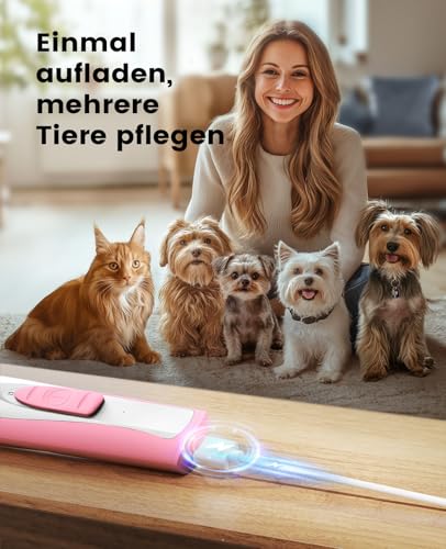 oneisall Pfotentrimmer für Hunde mit LED-Licht, Leiser Hundepfoten Trimmer Paw Trim Pro dr Pfoten, Wiederaufladbar Schermaschine Hund Hundeschermaschine für Pfoten, Augen, Ohren, Gesicht (Rosa)