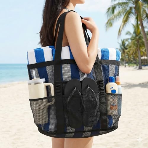 wanchel Mesh Beach Bag with Pockets