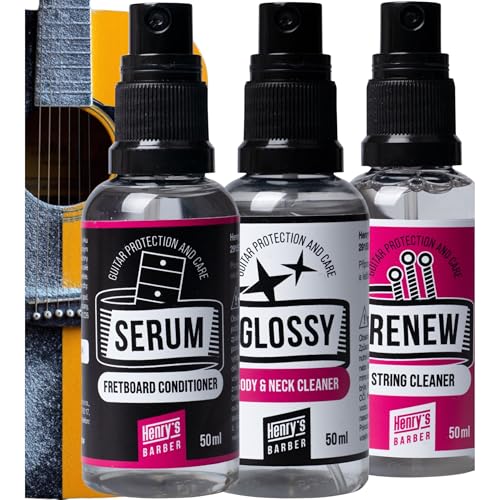 Henry`s Guitar Cleaning Set All-In-One - Gitarrenpflege Set Gitarren Reinigungsset - Gitarren Und Saitenreiniger & Fretboard Conditioner - Zubehör Guitar Accessories Gitarrenzubehör