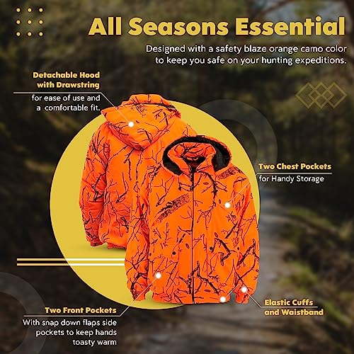 TrailCrest Men's Safety Blaze Orange Insulated & Waterproof Tanker Jacket, 2X, Orange Camo