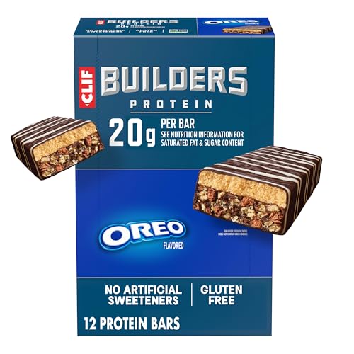 CLIF BUILDERS Protein Bars - OREO-Flavored - 20g Plant Based Protein - Gluten Free - Non-GMO - Low Glycemic - No Artificial Sweeteners - 2.4 oz. (12 Pack)