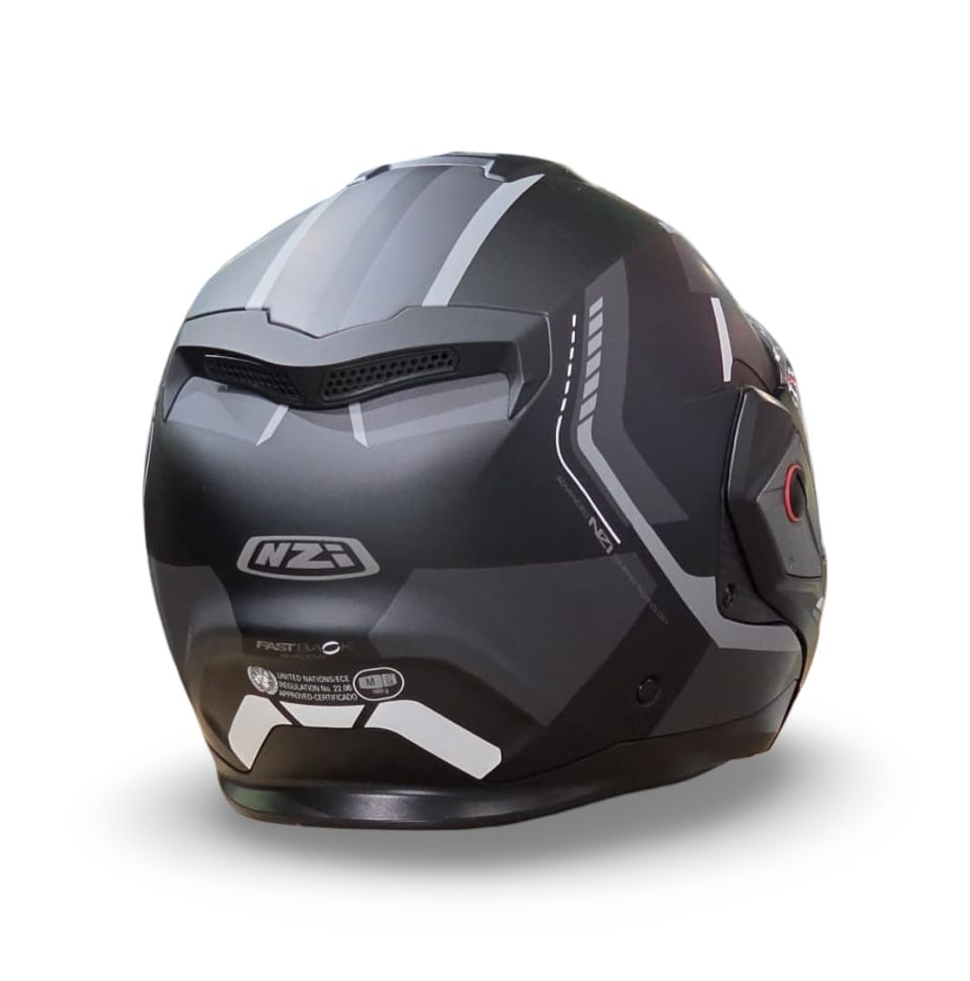 NZI Casco Modular NZI Fastback Shadow Duo 180º Negro Mate Gris Abatible con Visor Solar - Unisex Hombre y Mujer - Homologado P/J ECE 22.06 Talla M