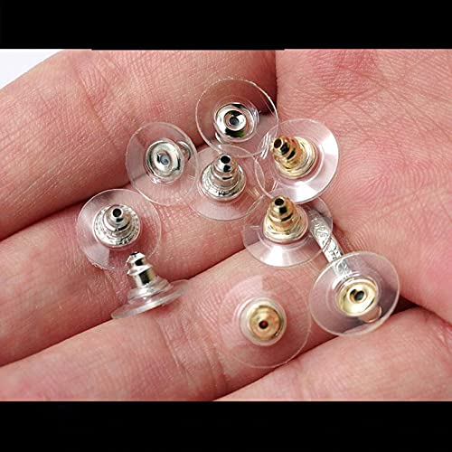 100pcs Earring Backs Stopper Set 50 Gold 50 Silver Earnuts for Stud Earrings Anti Allergy Rubber Metal Jewellery Making
