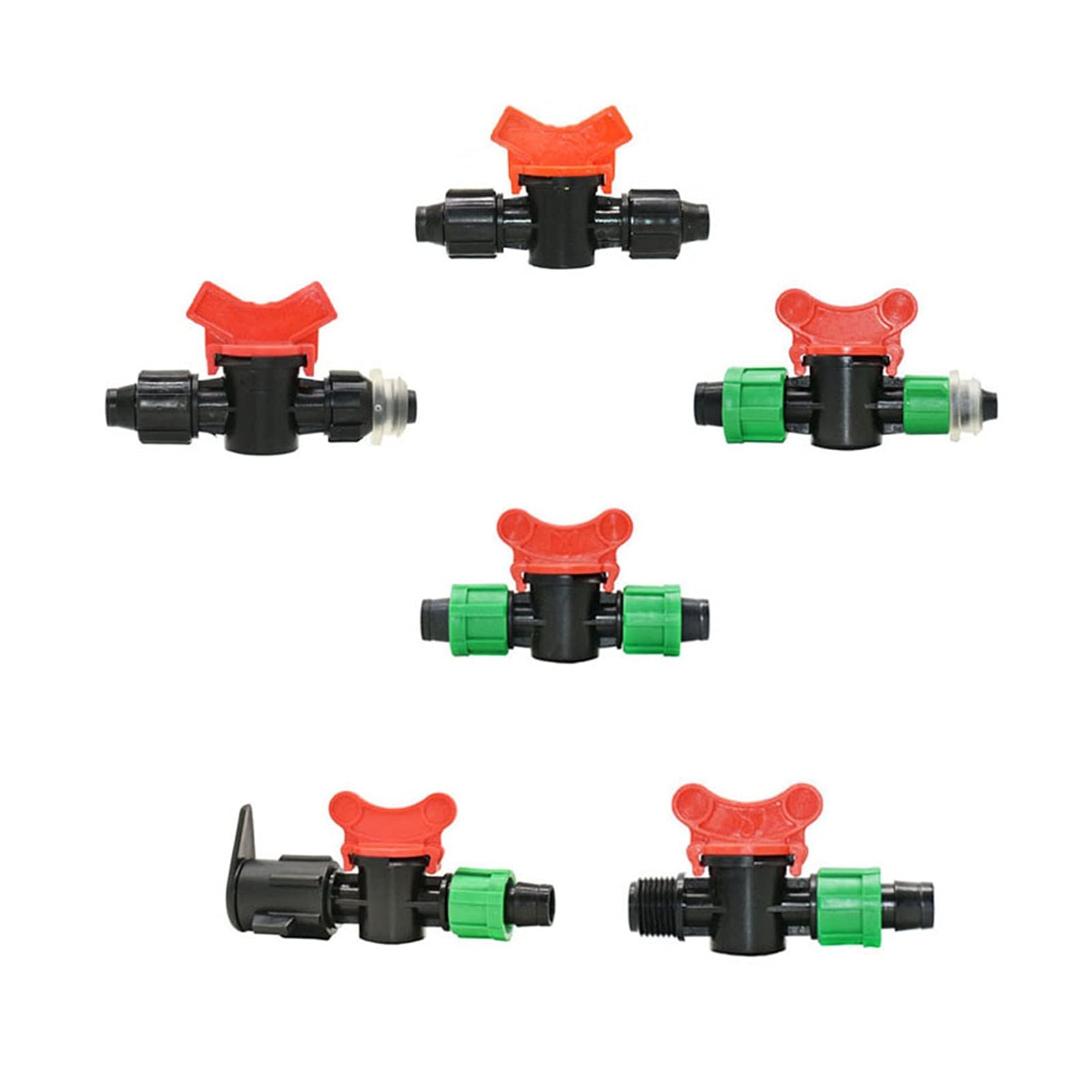 Conexión de agua de pulverización Válvula de riego de goteo de 16pc 16mm con conector de grifo, conector de agua de tubo roscado de 1/2 pulgada con bloqueo, jardín de efecto invernadero de riego