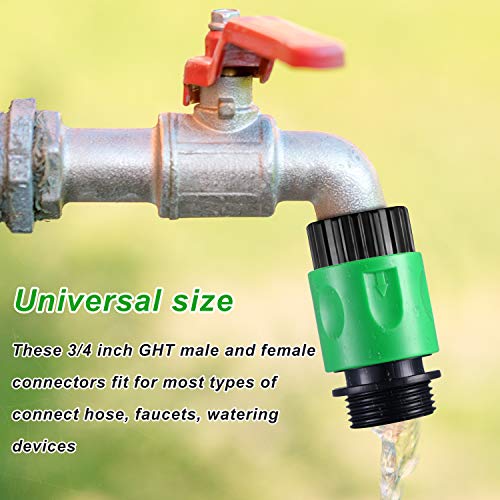 16 Pieces Garden Hose Connect Release Water Hose Fittings Plastic Connectors, 3/4 Inch Ght Male And Female Connectors With 10 Pieces Rubber Gaskets #TOP3
