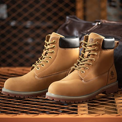 Soft Toe Classic Upgraded Work Boots for Men and Women,Waterproof Full Grain Leather Insulated Non Slip Comfortable 6 Inch Shoes Tan4