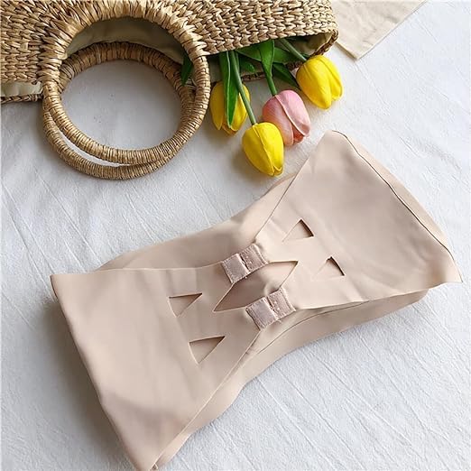 Nylon Blend Women Strapless Seamless Bra Bandeau Bra Catchbaby Breathable Tube Bra Relaxed Fit Top Padded Bra Bralette Wire Free (Pack Of 1, Free Size White) - Image 5