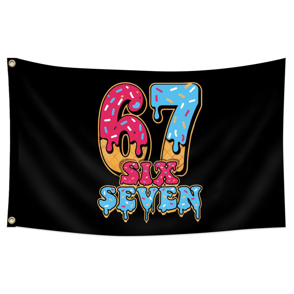Tapiz de bandera de memes Six Seven Flag 67 en poliéster 150D duradero de 3 x 5 pies