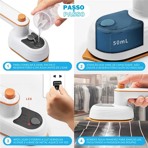 Complete Store Mini Ferro de Passar Roupa Portátil TravelMate Compacto e Bivolt - Ideal para Viagens